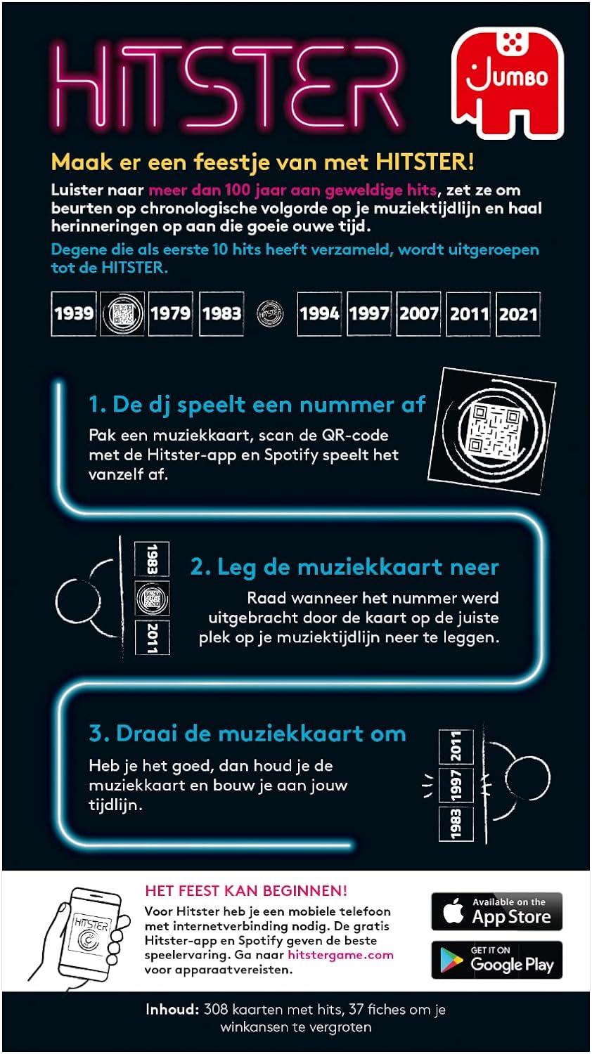 JUMBO 19875 Hitster - Kaartspel - Muziekspel voor volwassenen